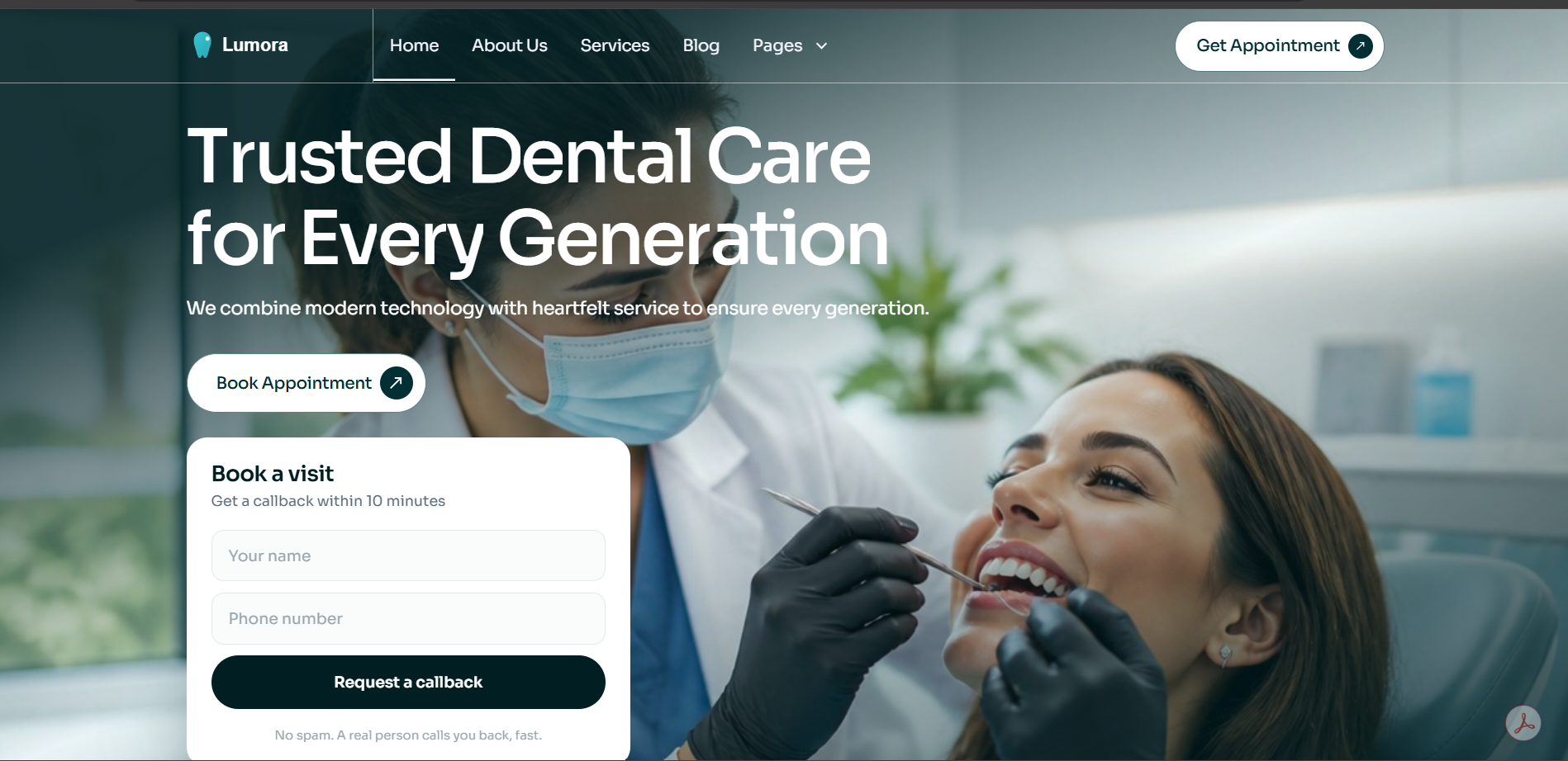 Lumora Dental website screenshot